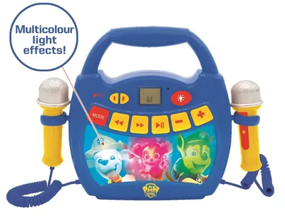 Kinder-Karaoke-Player Paw Patrol, Bluetooth, 2 Mikrofone, Blau