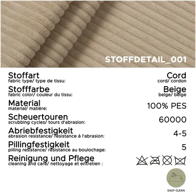 Produktbild von xonox.home Bolivia Sofa L-Form rechts beige B/H/T: 276x91x183cm