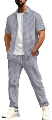 Immagine prodotto di Solidchoice - Completo da allenamento da uomo, maniche corte, stile casual - Abbigliamento sportivo leggero