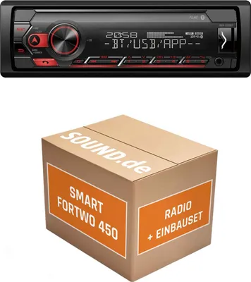 Produktbild von Autoradio Einbaupaket mit Pioneer MVH-S320BT passend für Smart Fortwo 450 schwarz | Bluetooth USB