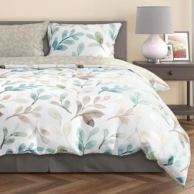 Obrázok produktu pre Posteľná bielizeň 140x200 cm + 70x90 cm 100% bavlnený satén Posteľná súprava Obliečka na perinu (Milagro Verde 018)