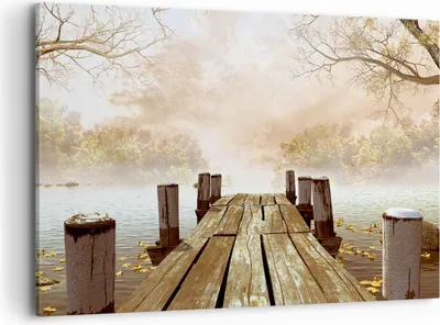 Produktbild von Bild auf Leinwand - Leinwandbild - Illustration herbst landschaft bäume - 120x80cm - Wand Bild - Wanddeko - Leinwanddruck - Bilder - Kunstdruck - Leinwand bilder - Wandkunst - AA120x80-2394