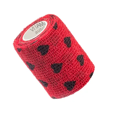 Produktbild von Vitammy Autoband Selbstklebende Bandage mit Herzdruck, rot, 7,5 cm x 450 cm