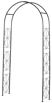 Produktbild von Rosenbogen aus Metall Rankhilfe für Kletterpflanzen Gartenbogen mit Spitze Metallstruktur Torbogen Rankbogen für Rosen Bögen Rankgitter Rosenhilfe für Garten 114 x 30 x 230 cm Schwarz