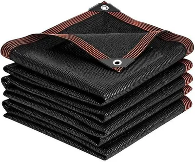 Productafbeelding van Zwart HDPE schaduwdoek, 400x400 cm, weerbestendig, geschikt voor terrassen en tuinen, biedt zonbescherming