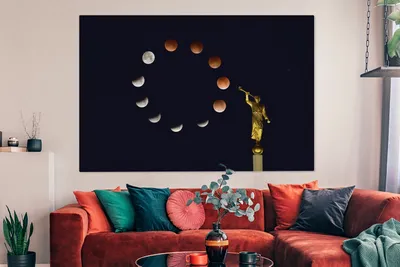 Produktbild von OneMillionCanvasses® - Leinwandbilder - 150x100 cm, Mond - Bild - Nacht, Wandbilder Kunstdruck Wanddekoration