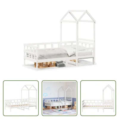 Produktbild von The Living Store Tagesbett mit Dach Weiß 80x200 cm Massivholz Kiefer
