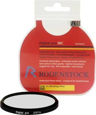 A Rodenstock UV filter and its packaging.