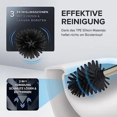Immagine prodotto di Scopino da bagno in silicone da appoggio con ventilatore