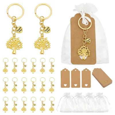 Image de 24 sets de porte-clés "Boom van het Leven" et sacs cadeaux en organza, idéaux pour les fêtes