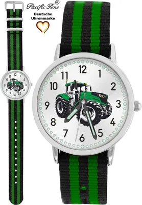Produktbild von Kinder Armbanduhr Jungen Mädchen Traktor Trecker Uhr wasserdicht Kinderuhr grün schwarz 87652