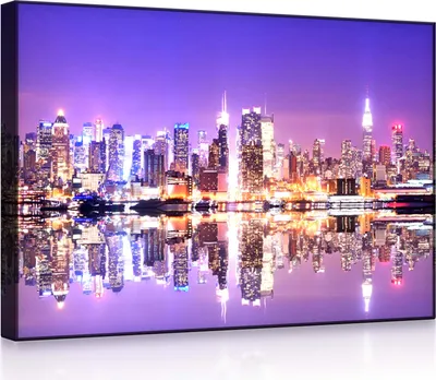 Produktbild von lightbox multicolor | LED Wandbilder | Manhattan Skyline Spiegelung | 100x70 cm | front lighted
