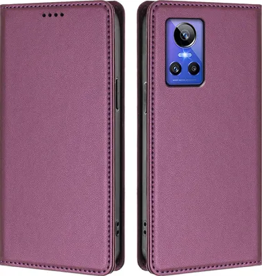 Image de Étui en cuir pour Realme GT Neo 3, étui à rabat magnétique en cuirPolyuréthaneavec support, violet