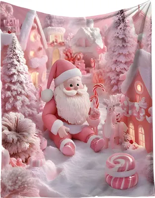 Immagine prodotto di Coperta calda in micropush 150x200 cm - Babbo Natale rosa