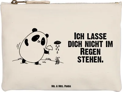 Produktbild von Mr. & Mrs. Panda Pouch Panda Zusammenhalt Größe M - Weiß - Geschenk, Kulturbeutel, aufbewahrungstasche, Schulmäppchen, Federmappe, Kosmetiktasche, Etui