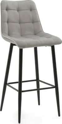 Produktbild von NEW HOME Hocker CHIC gespolsterter Esszimmerhocker mit Steppung - hellgrau - moderne Samt Velours Möbel