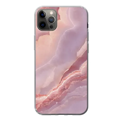 Produktbild von MuchoWow® Handyhülle Schutzhülle Hülle für iPhone 12 Pro Max Naturstein - Rosa - Nahaufnahme Silikon Softcase Handy Hülle - Hartschale