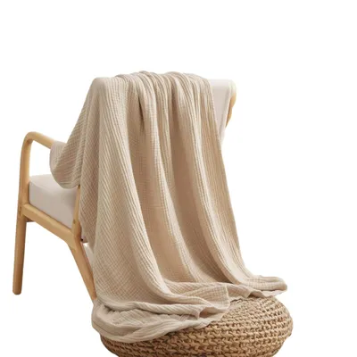 Produktbild von Musselin Decke, Decke für das Sofa, Tagesdecke, Überwurf, 100% Baumwolle, 150 x 200cm, Beige