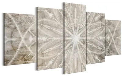 Image de LUMASOUL, ensemble de 5 tableaux muraux pour salon, impression sur toile, motif mandala, dimensions 200x100 cm. Décoration murale composée de plusieurs éléments, idéale pour chambre, couloir ou bureau