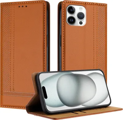 Immagine prodotto di Custodia per iPhone 12 Pro in pelle flip protettiva con funzione stand marrone