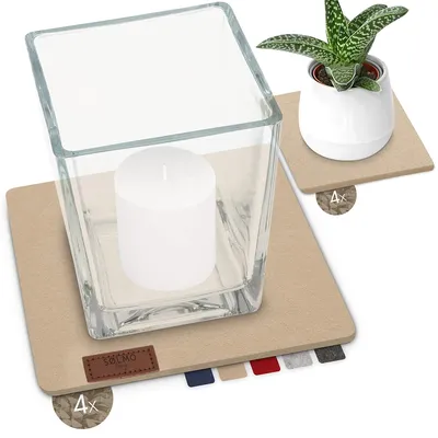 Image de Lot de 8 dessous de plat Vilt, 20 cm x 10 cm, beige