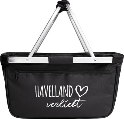 Produktbild von Huuraa Einkaufskorb Havelland verliebt 20 Liter Black faltbarer Tragekorb Geschenkidee