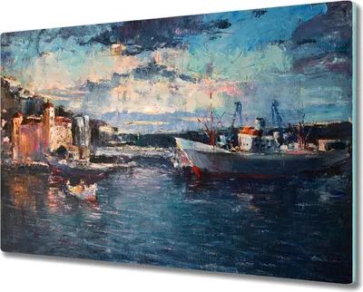 Produktbild von Coloray Herdabdeckplatte 80x52 cm Schneidebrett Kochplattenabdeckung Küchenbrett Hackbrett - Seehafen