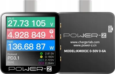 Immagine prodotto di Misuratore portatile per porta USB C QC5.0 PD3.1 ChargerLAB Power-Z KM003C