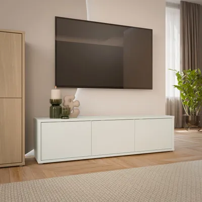 Produktbild von Forte ALICE SPRINGS TV-Schrank 150, modern-minimalistisch, 3-türig, Lowboard, Wohnzimmer, Holzwerkstoff, Secret Grey, 154,2 cm breit x 41,5 cm hoch x 34,9 cm tief