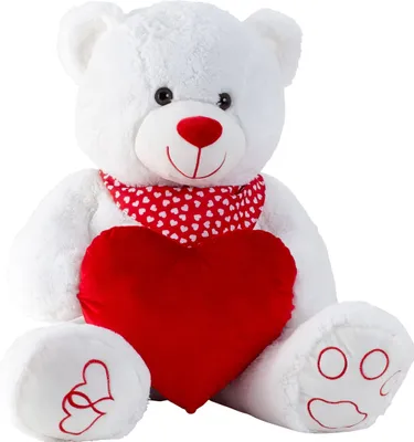 Produktbild von XXL Teddy Bär Weiss mit rotem Herz und Halstuch Kuscheltiere