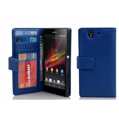 Produktbild von Cadorabo Hülle für Sony Xperia Z in Blau Backcover Handy Schutz Hülle Book Case Booklet Kartenfächer