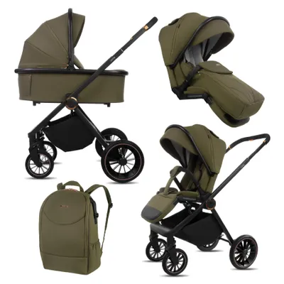 Zdjęcie produktu dla BabyLux® Wózek Dziecięcy 2w1 CASTOR Spacerówka Gondola Lekki Składany Zestaw, 4 Pozycje Oparcia, Torba do Przewijania i inne Akcesoria, 0-22kg