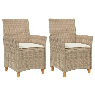 Immagine prodotto di vidaXL Sedie da giardino con cuscini 2 pz. Legno massiccio di rattan beige