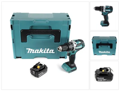 Zdjęcie produktu dla Makita DHP 484 T1J akumulatorowa wiertarko-wkrętarka udarowa 18 V 54 Nm bezszczotkowa + 1x akumulator 5,0 Ah + Makpac - bez ładowarki