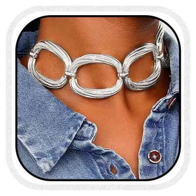 Zdjęcie produktu dla Gruba, ozdobna obroża "choker" z grubymi, stylizowanymi ogniwami, w złotym kolorze, dla kobiet