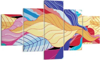 Produktbild von Bild auf Leinwand - Leinwandbild - 5 Teile - Muster Blätter bunt - 125x70cm - Wand Bild - Wanddeko - Wandbilder - Leinwanddruck - Bilder - Wanddekoration - Leinwand bilder - Wandbild - EA125x70-4269