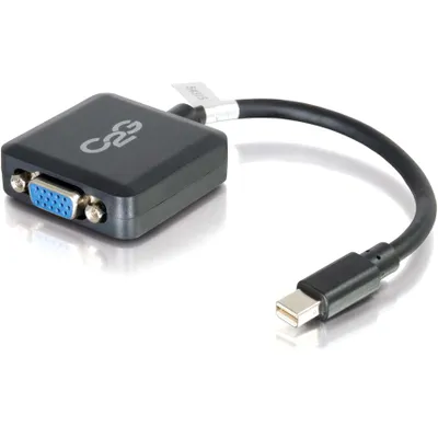 Produktbild von C2G 20cm Mini DisplayPort to VGA Adapter - Thunderbolt to VGA Converter M/F - Black - VGA-Adapter - Mini DisplayPort (M) zu HD-15 (VGA) (W) - 20 cm - Schwarz
