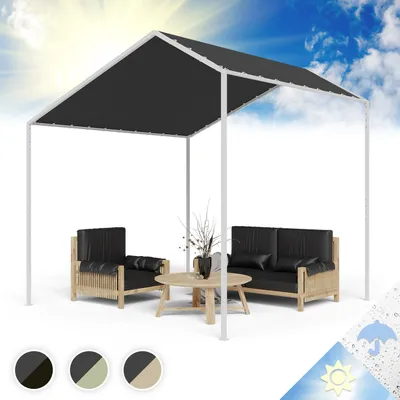Produktbild von Blumfeldt Pergola, Metall Pavillon mit Polyester Schrägdach, Sonnensegel mit Gestell, Überdachung Freistehend, Sonnenschutz für Garten und Terrasse, Gazebo Wasserdicht und Stabil, Aluminium-Rahmen