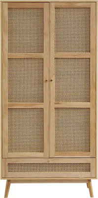 Produktbild von Kleiderschrank - Garderobenschrank - 2-türig - Mit Kleiderstange - Holz - Landhausstil - Zum Selbstaufbau