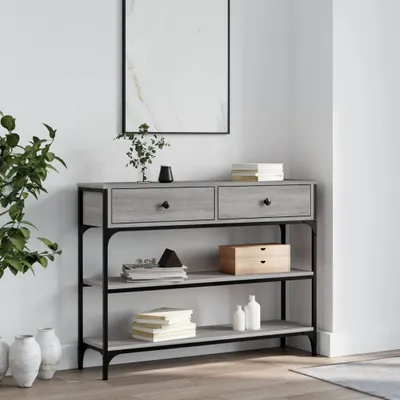 Produktbild von vidaXL Konsola szara Sonoma 100x25x75 cm materiał drewnopochodny