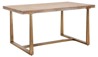 Produktbild von Moderner Ankara-Tisch, 150 x 90 x 78 cm, aus MDF und braun-goldenem Metall – Rechteckiges Design mit klaren Linien – Stabile Konstruktion zur Selbstmontage