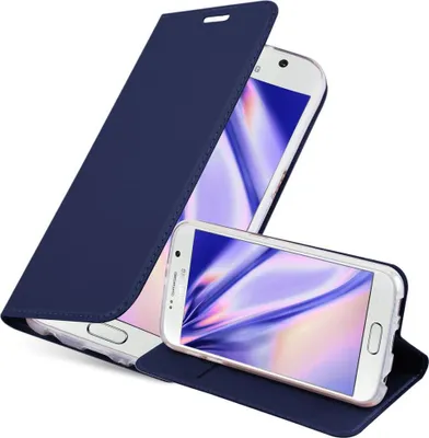 Produktbild von Cadorabo Handyhülle für Samsung Galaxy S6 Schutz Hülle in Blau Cover Etui Book Case Booklet