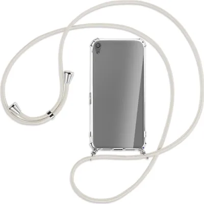 Produktbild von Handykette Backcover-Schutzhülle mit Band (Metall silberfarben) für Sony Xperia XA Ultra - broken white