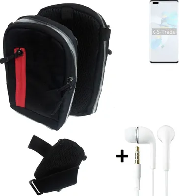 Produktbild von K-S-Trade Outdoor Gürteltasche Holster Umhängetasche + Kopfhörer kompatibel mit HTC Desire 20+ schwarz Handy Tasche Case travelbag Schutzhülle