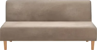Produktbild von Samt Futon Bezug Armlose Sofabezüge, Schlafsofa Stretch Futon Couchbezug Sofa Schonbezug Möbelschutz, Taupe