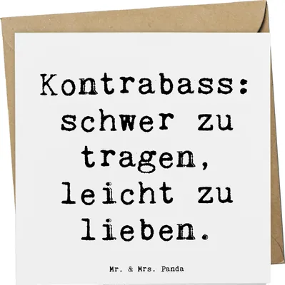 Produktbild von Mr. & Mrs. Panda Grußkarte Spruch Kontrabass Liebe - Weiß - Geschenk, anlasskarte, Sinfonieorchester, Jazzband, Instrument, Jazzbands, Musik, Lernen, Glückwunschkarte