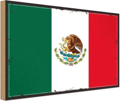 Produktbild von vianmo Holzschild 30x40 cm Mexikos Retro Mexico Flagge Fahne Wappen