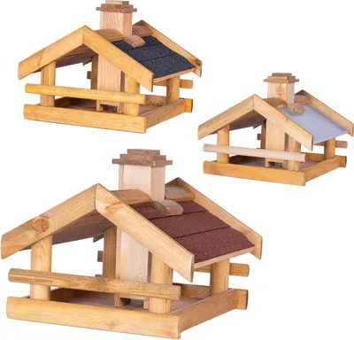 Produktbild von BOOGARDI Vogelhaus Holz · rotes Dach · Vogelfutterhaus Vogelhäuschen zum Aufhängen und Aufstellen überdachte Futterstelle Futterhäuschen 3 Varianten