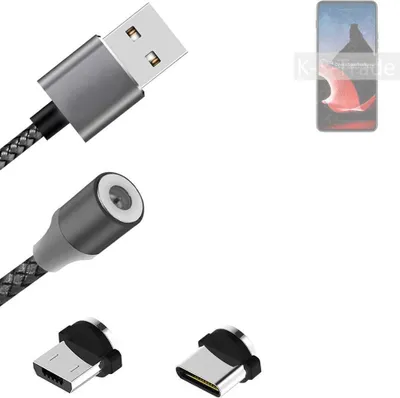 Produktbild von K-S-Trade Hochwertiges Magnet-Lade-kabel Sync-Kabel Daten-Kabel kompatibel mit Motorola ThinkPhone mit USB-Typ-C-Anschluss und Micro-USB-Anschluss 2A