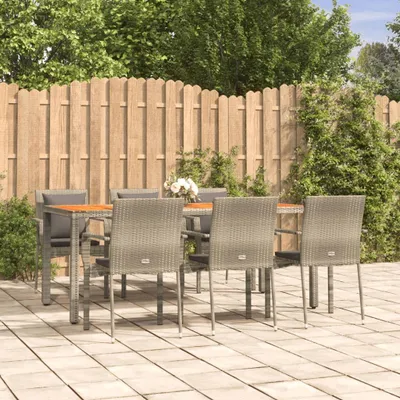 Obrázok produktu pre vidaXL 7-dielna záhradná jedálenská súprava s vankúšmi Grey Poly Rattan